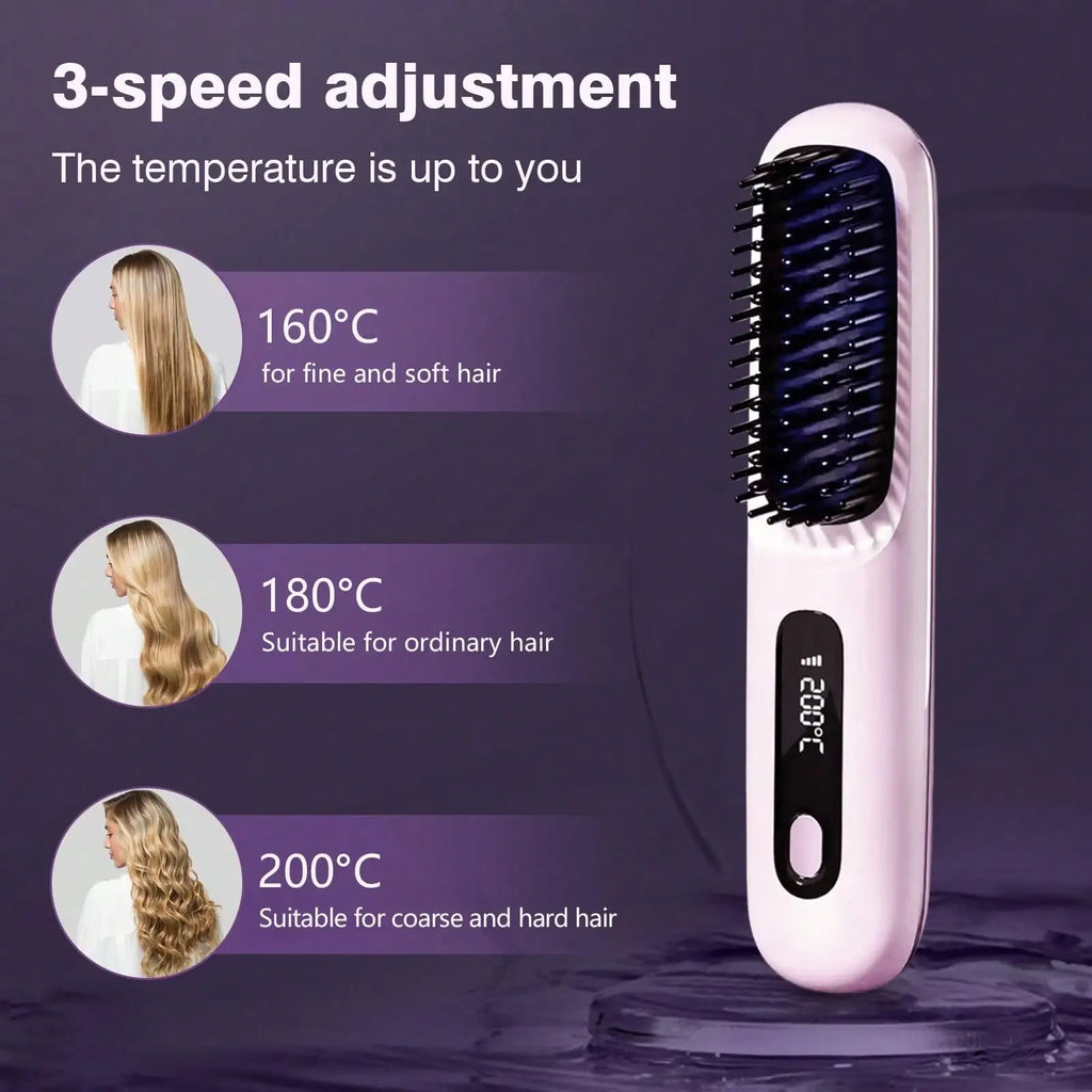 Wireless Negative Ion Hair Straightening Brush