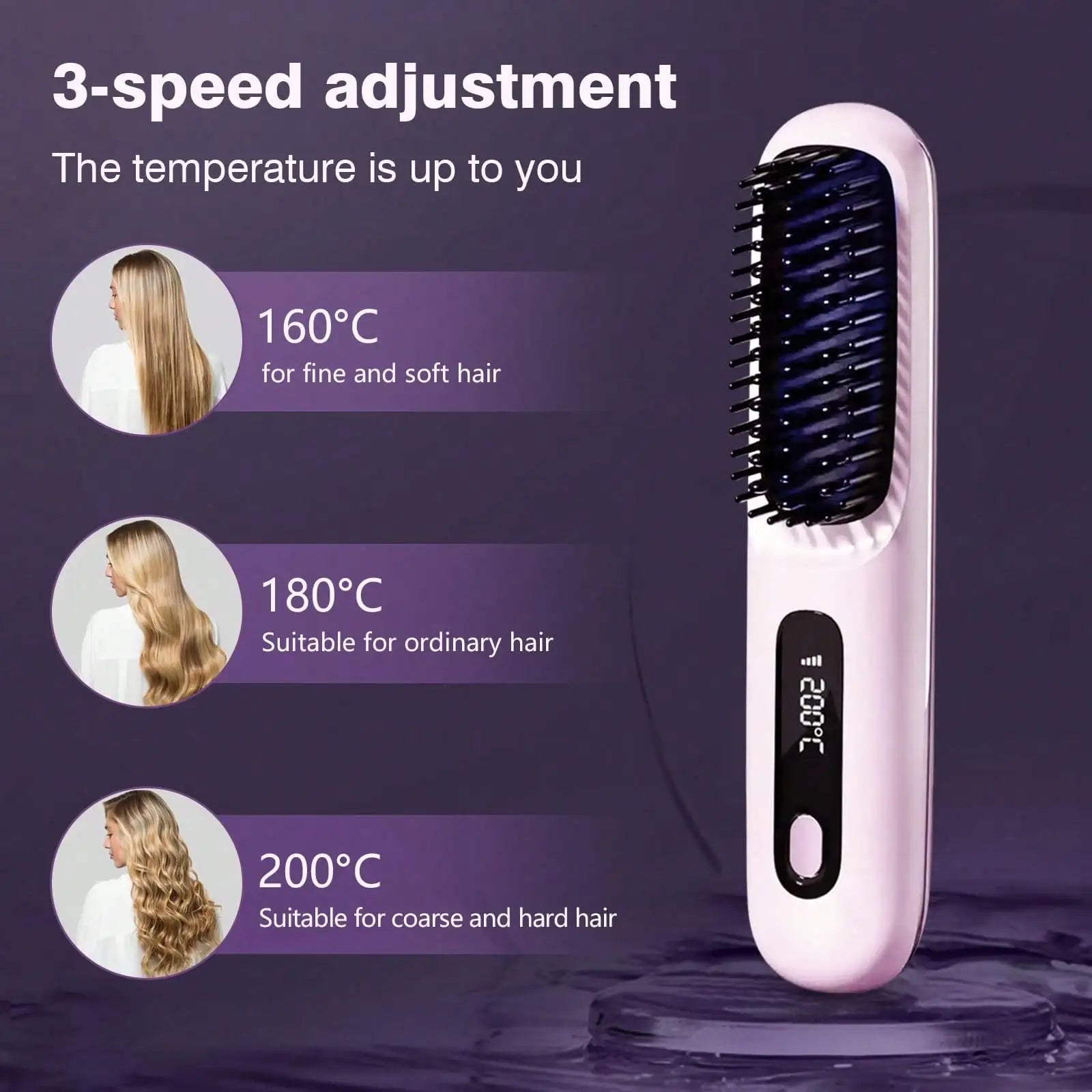 Wireless Negative Ion Hair Straightening Brush