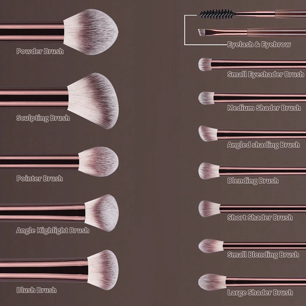 Soft Bristle Kabuki Blending Makeup Brush Set 13Pcs Foundation Eyeshadow Blush Cosmetic Tool Professional Salon Daily Facial Makeup Supply