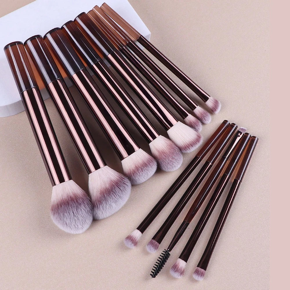 Soft Bristle Kabuki Blending Makeup Brush Set 13Pcs Foundation Eyeshadow Blush Cosmetic Tool Professional Salon Daily Facial Makeup Supply