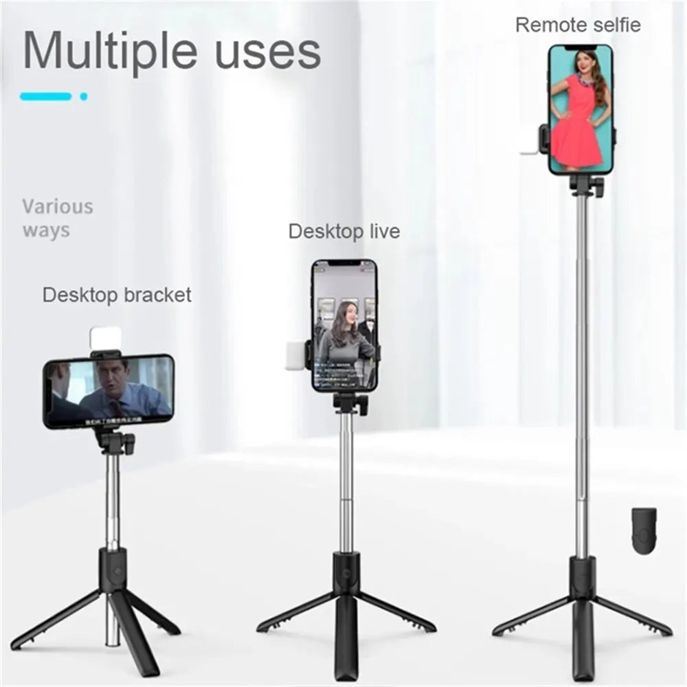 Bluetooth Selfie Stick Tripod with Fill Light & Wireless Remote