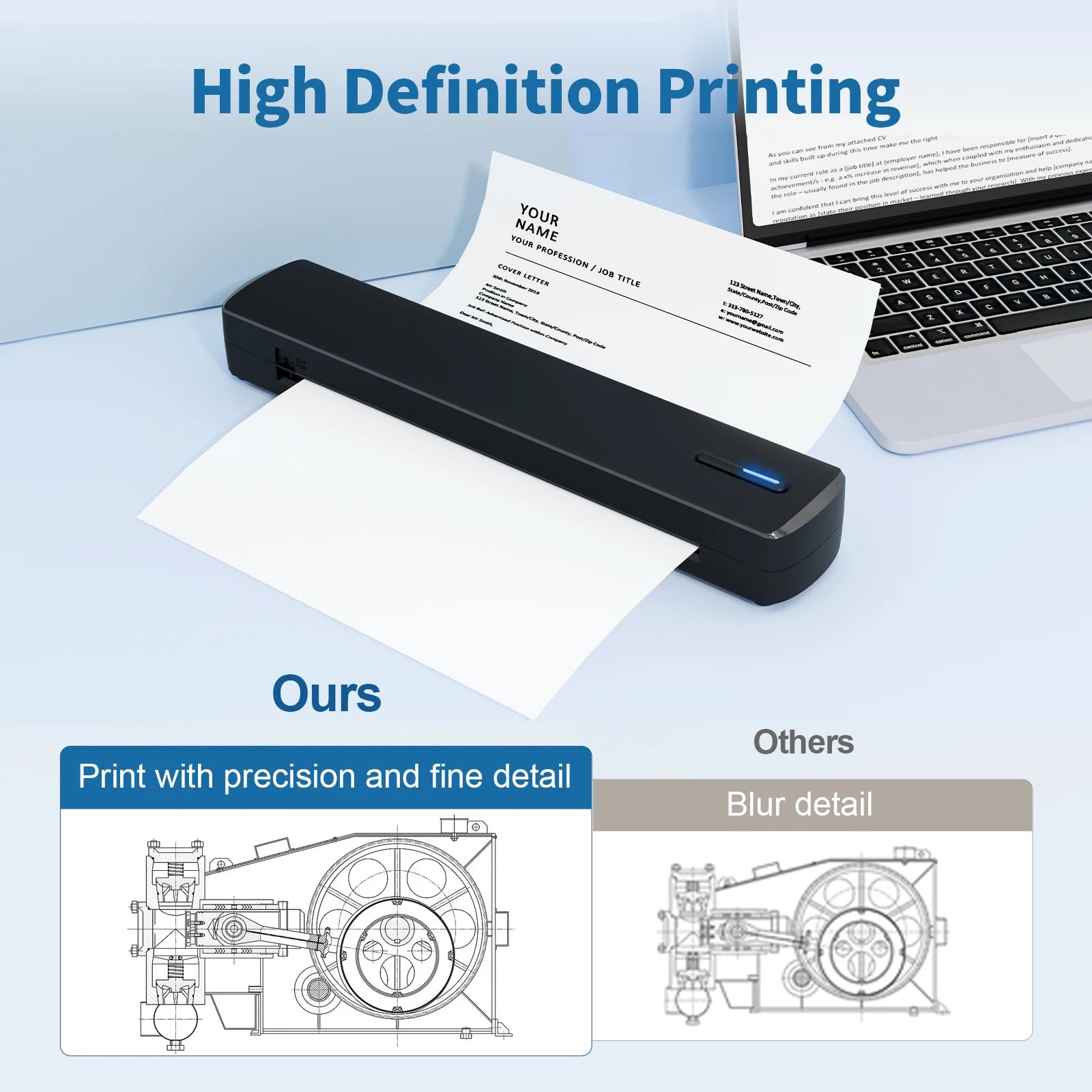 Portable A4 Thermal Printer — Wireless & Inkless