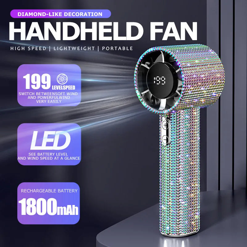 Portable Mini Fan for Summer Travel & Commuting – Diamond Design