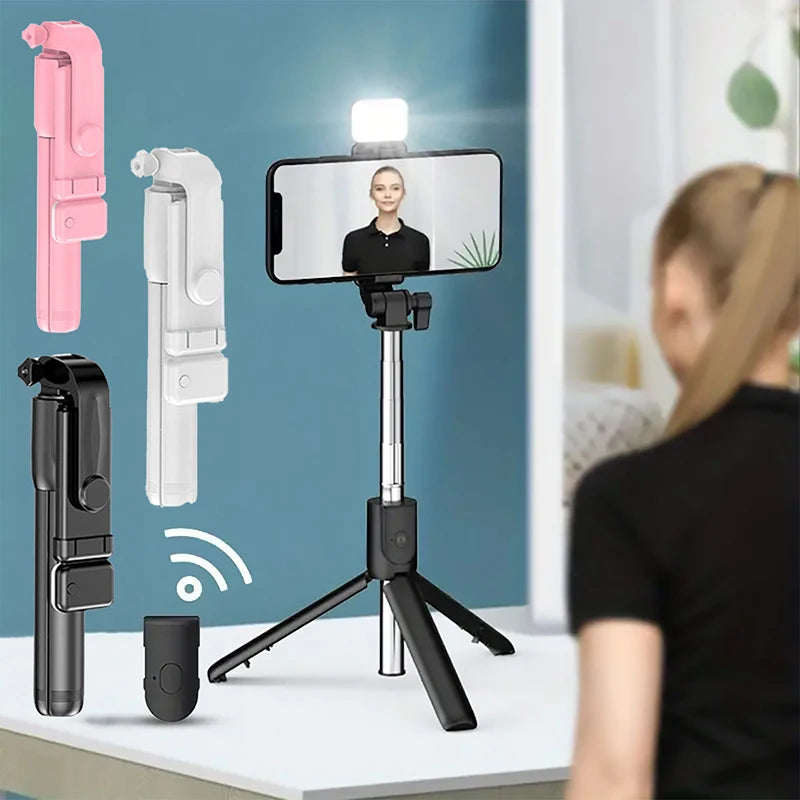 Bluetooth Selfie Stick Tripod with Fill Light & Wireless Remote