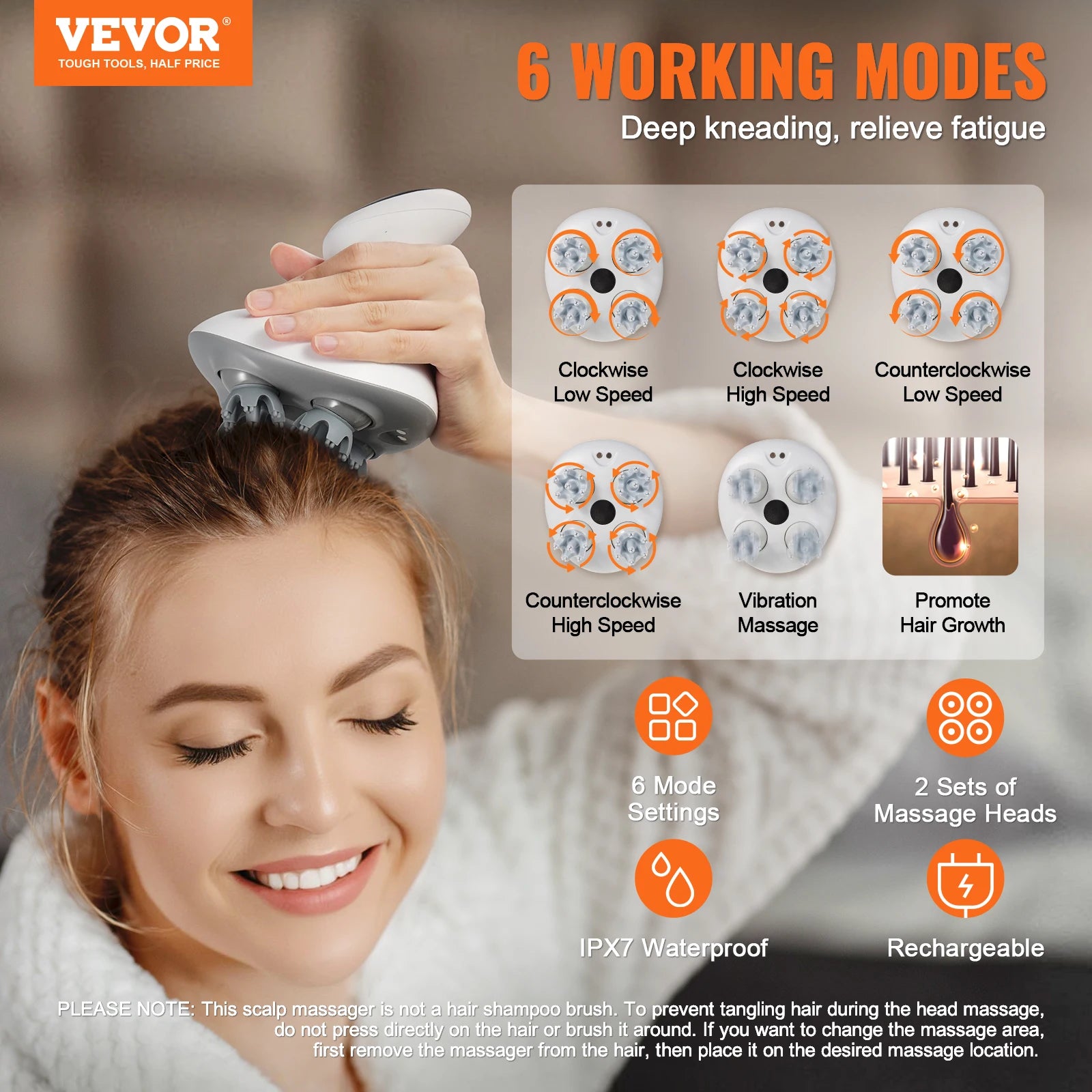 Electric Scalp Massager — 6-Mode Rechargeable