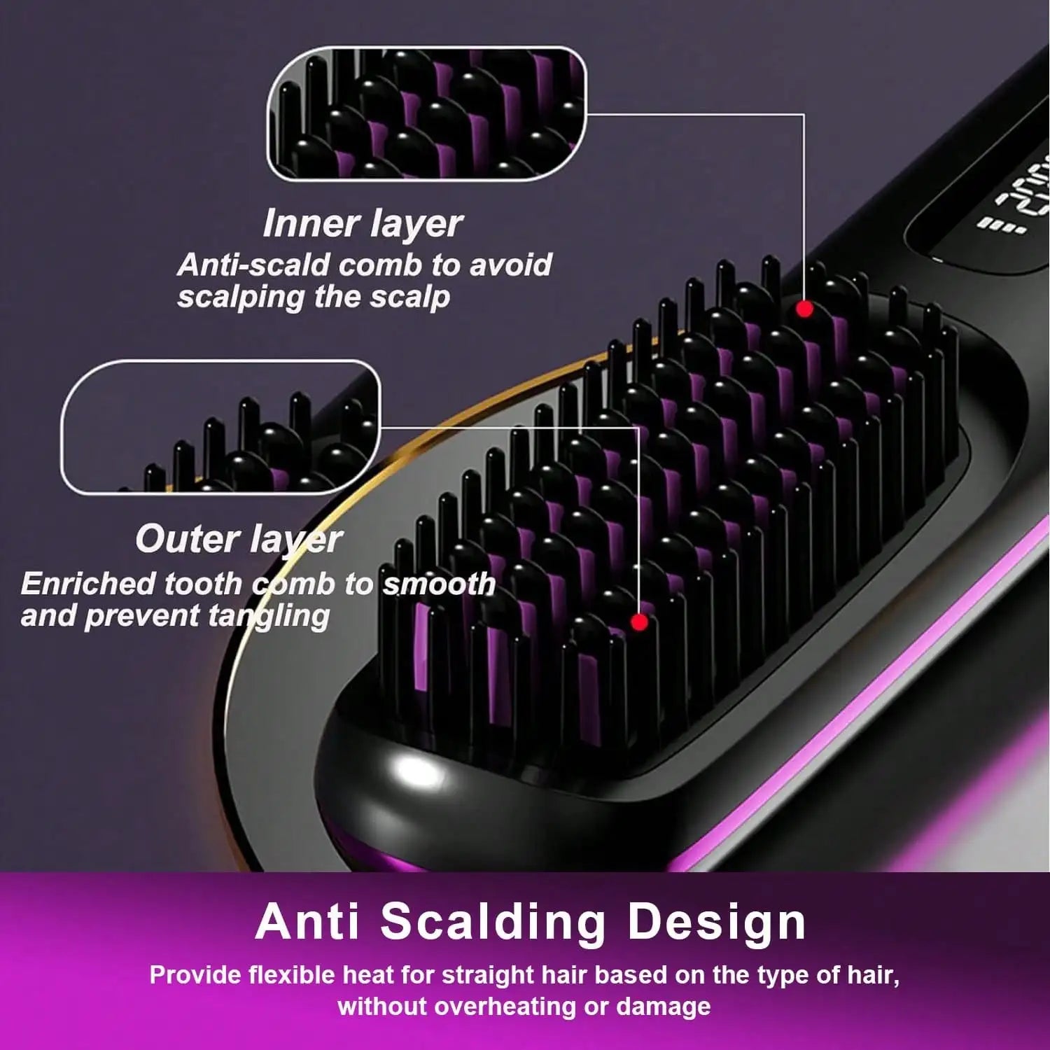 Wireless Negative Ion Hair Straightening Brush