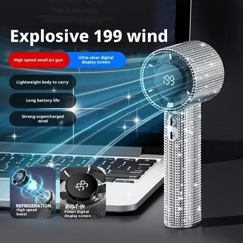 Portable Mini Fan for Summer Travel & Commuting – Diamond Design