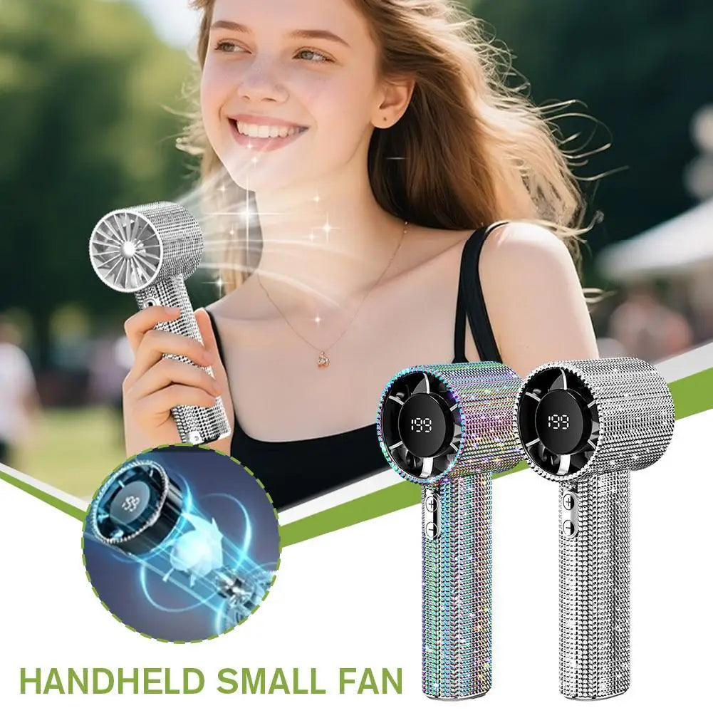 Portable Mini Fan for Summer Travel & Commuting – Diamond Design