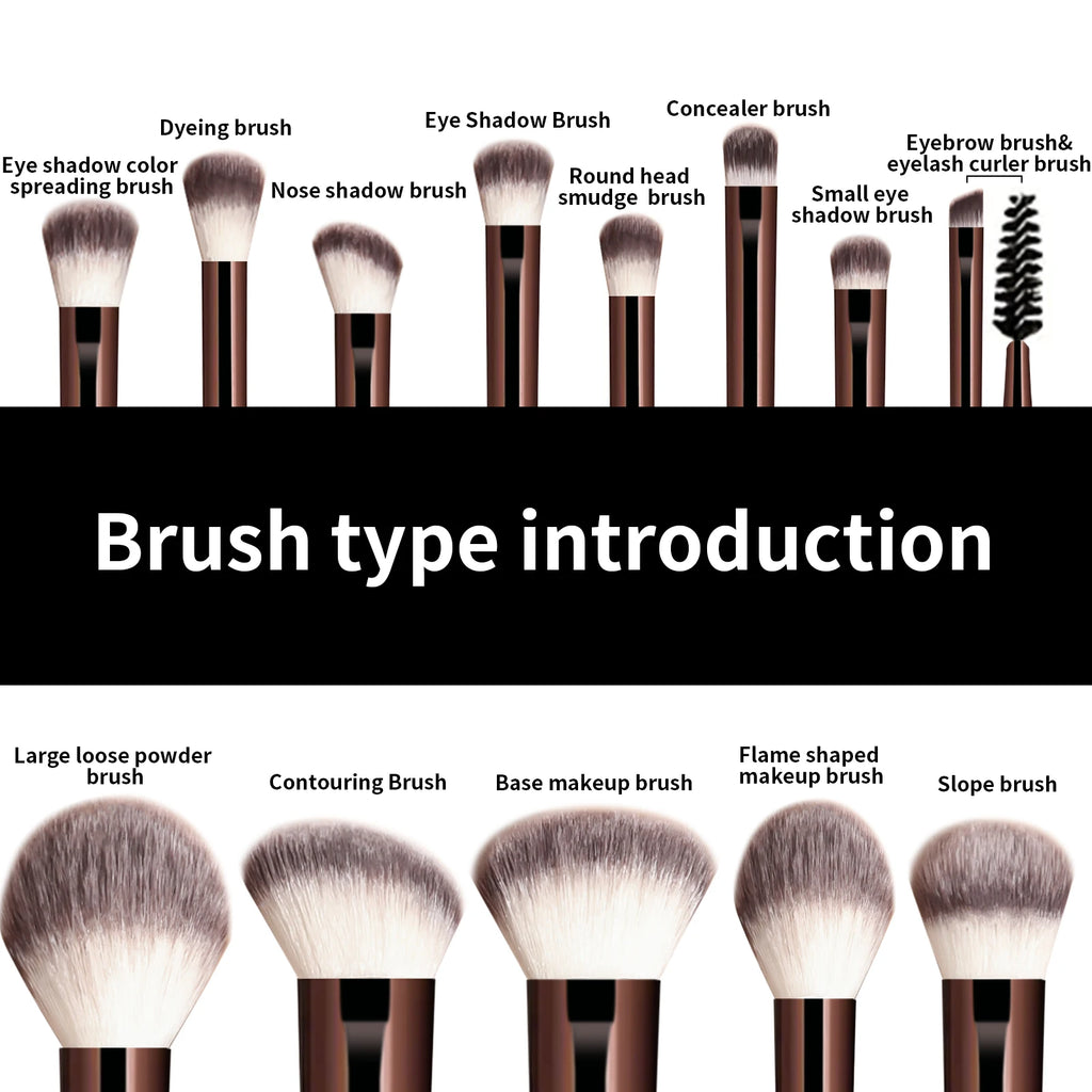 Soft Bristle Kabuki Blending Makeup Brush Set 13Pcs Foundation Eyeshadow Blush Cosmetic Tool Professional Salon Daily Facial Makeup Supply