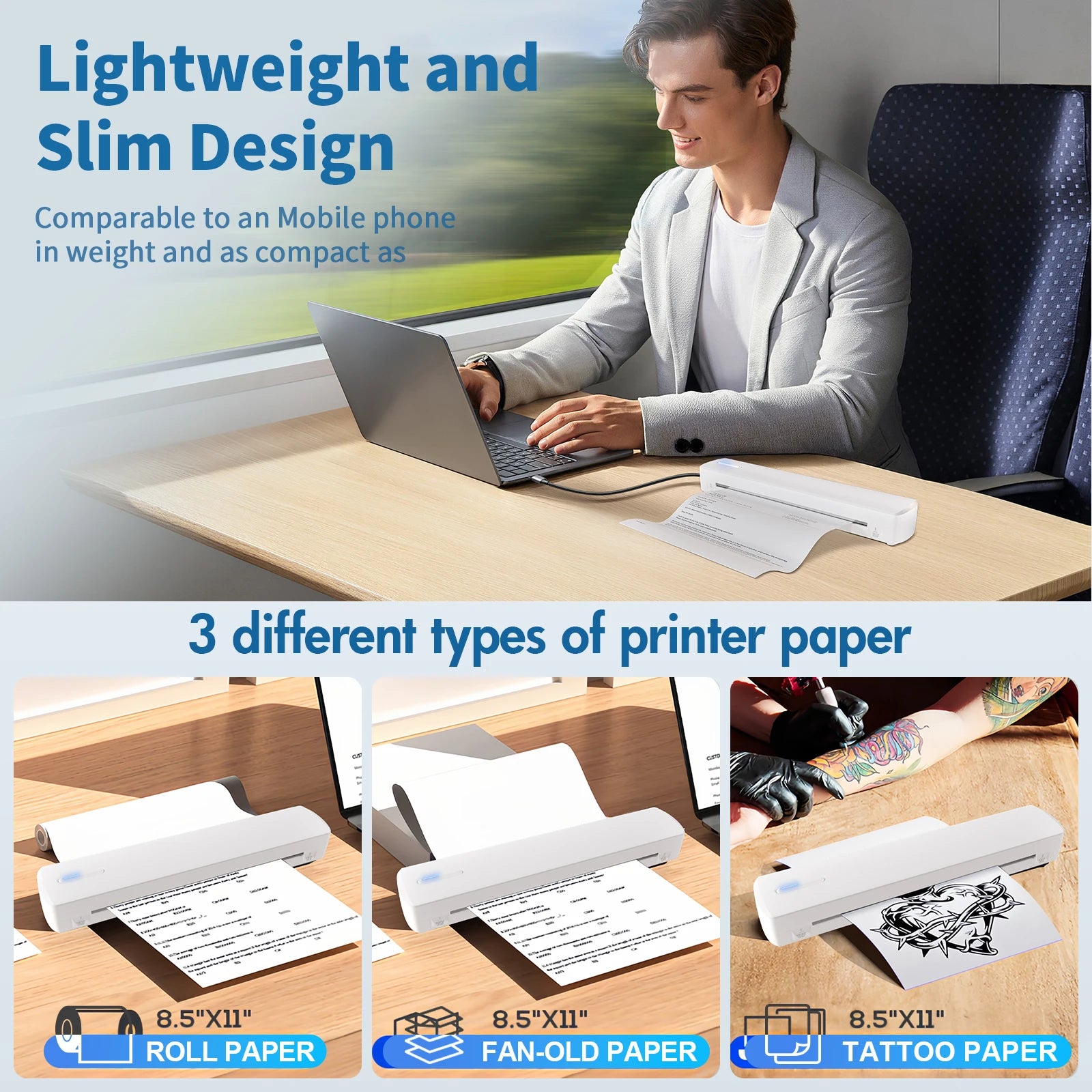 Portable A4 Thermal Printer — Wireless & Inkless