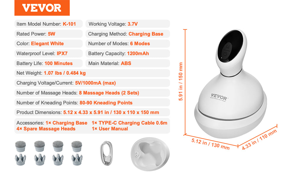 Vevor product with specifications and features on a white background